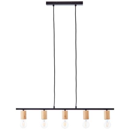 Brilliant - Suspension sur câble KERRY 5xE27/40W/230V noire/bambou