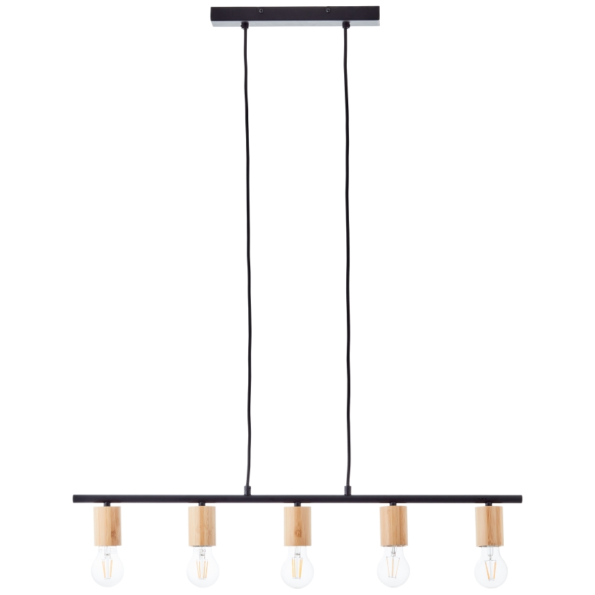 Brilliant - Suspension sur câble KERRY 5xE27/40W/230V noire/bambou