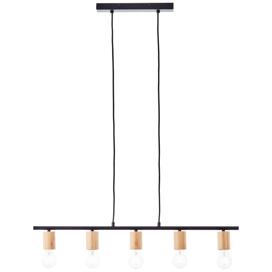 Brilliant - Suspension sur câble KERRY 5xE27/40W/230V noire/bambou