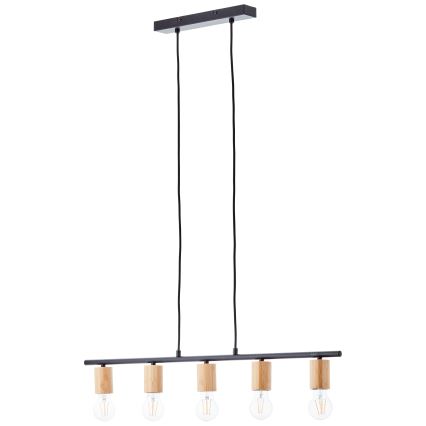 Brilliant - Suspension sur câble KERRY 5xE27/40W/230V noire/bambou