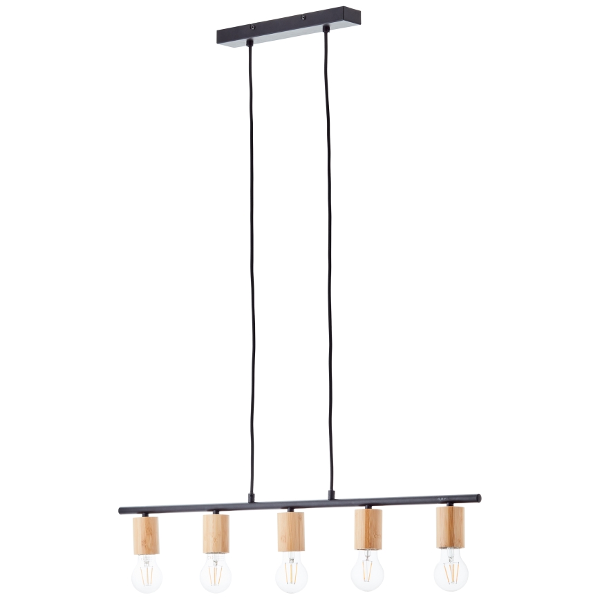 Brilliant - Suspension sur câble KERRY 5xE27/40W/230V noire/bambou