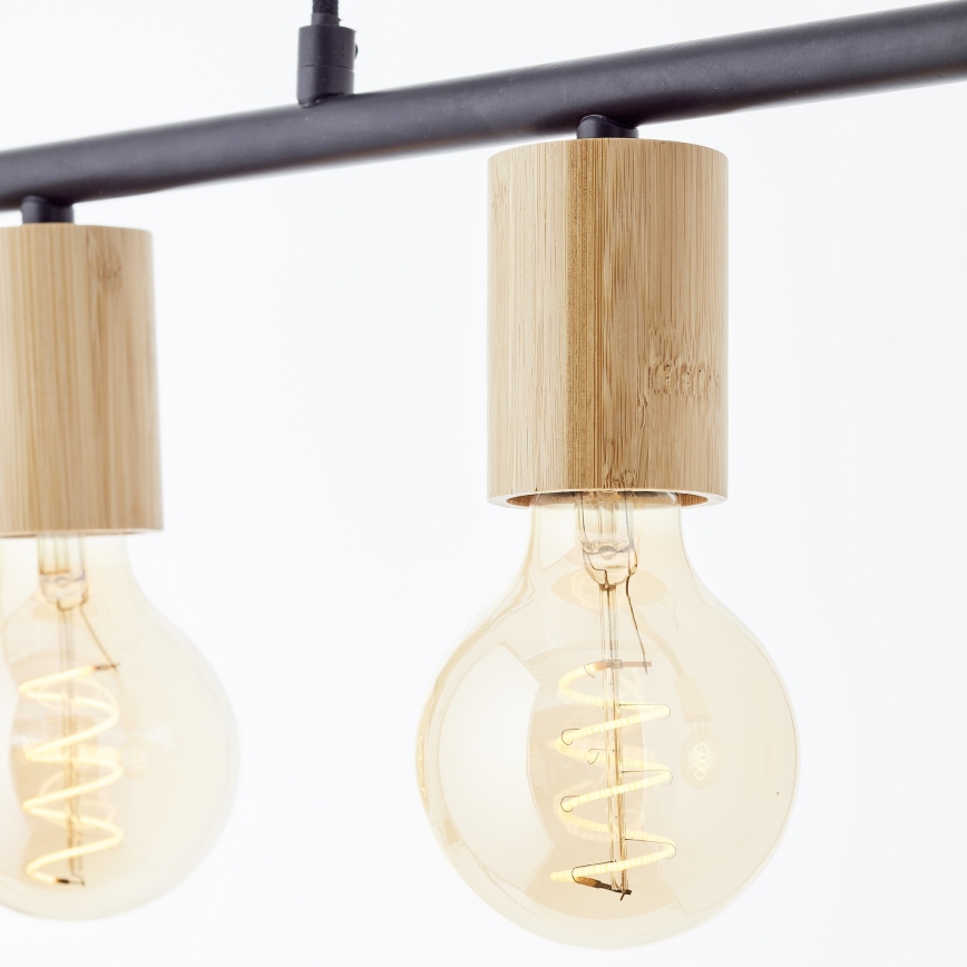 Brilliant - Suspension sur câble KERRY 5xE27/40W/230V noire/bambou
