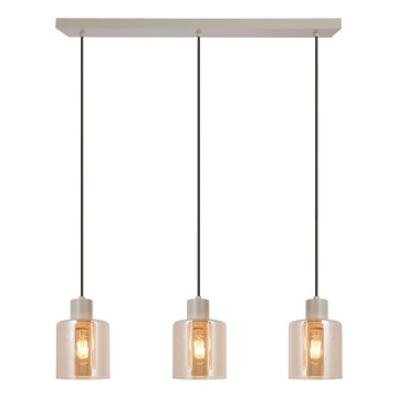 Brilliant - Suspension sur câble LYSKA 3xE27/20W/230V crème/beige fumé