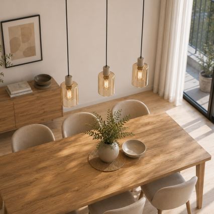 Brilliant - Suspension sur câble LYSKA 3xE27/20W/230V crème/beige fumé