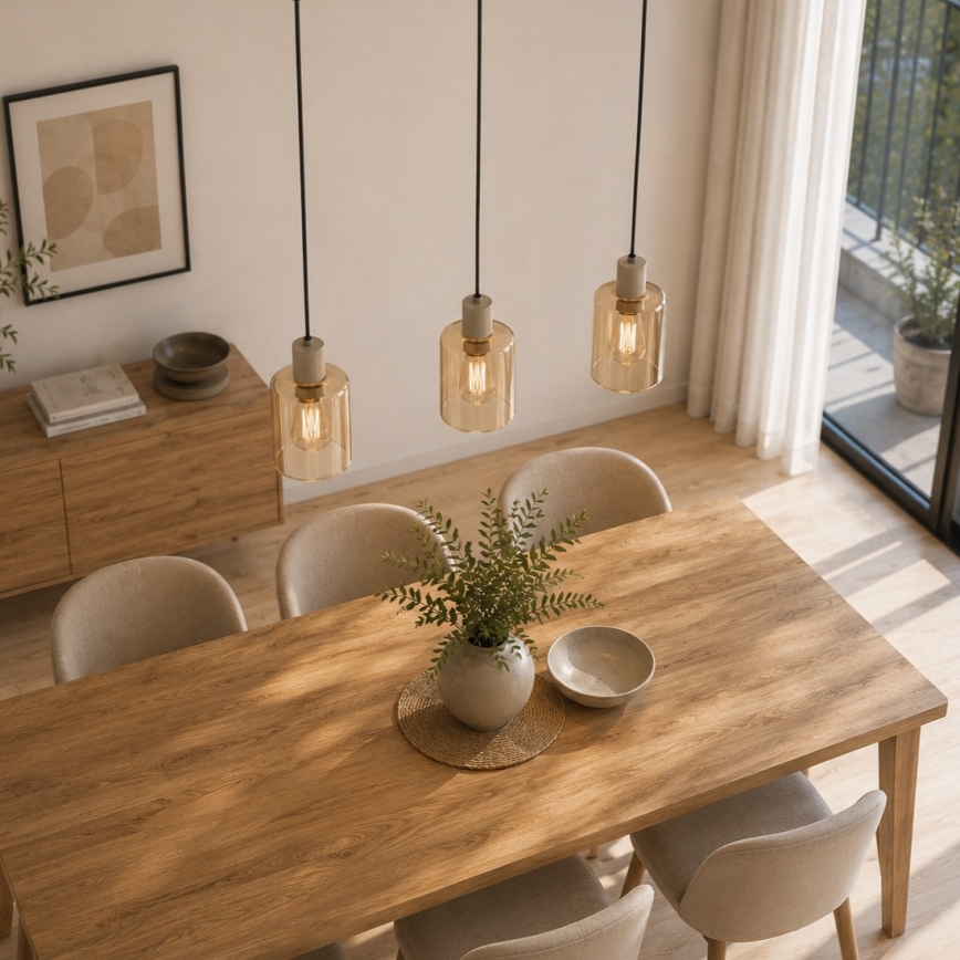 Brilliant - Suspension sur câble LYSKA 3xE27/20W/230V crème/beige fumé