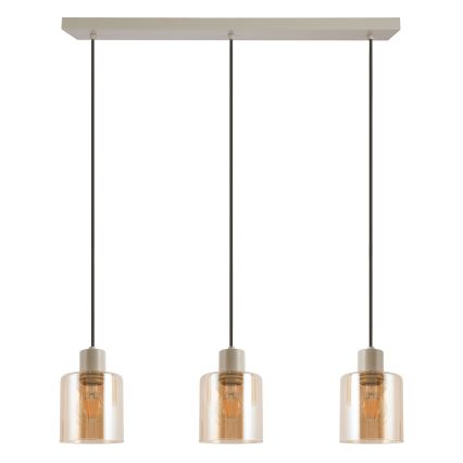 Brilliant - Suspension sur câble LYSKA 3xE27/20W/230V crème/beige fumé