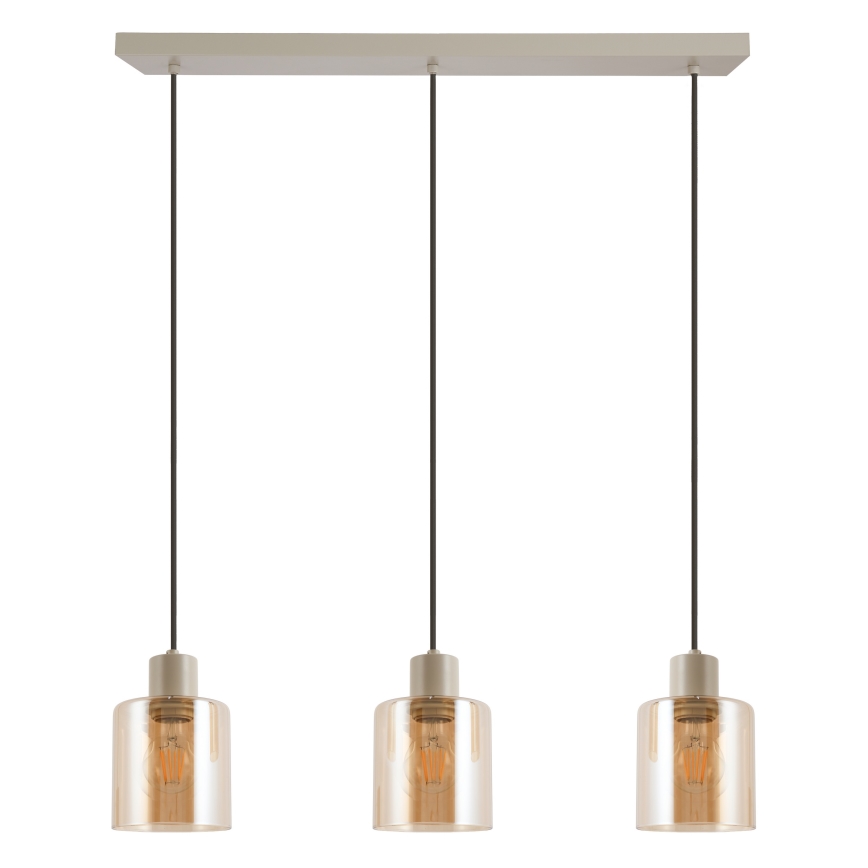 Brilliant - Suspension sur câble LYSKA 3xE27/20W/230V crème/beige fumé