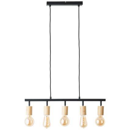 Brilliant - Suspension sur câble TIFFANY 5xE27/28W/230V noir/bambou