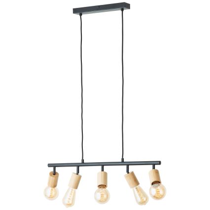 Brilliant - Suspension sur câble TIFFANY 5xE27/28W/230V noir/bambou