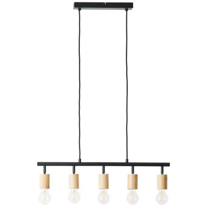 Brilliant - Suspension sur câble TIFFANY 5xE27/28W/230V noir/bambou