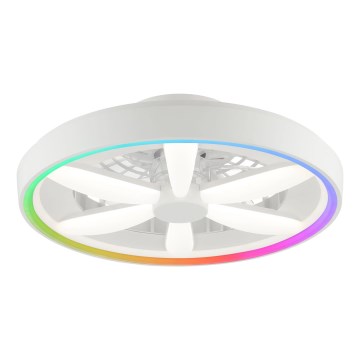 Brilliant - Ventilateur de plafond avec luminaire RGBW à intensité variable GAIANO LED/48W/230V 2700-6500K blanc + Télécommande