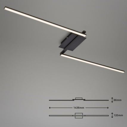 Brilo 3500-015 - Plafonnier LED STAFF 2xLED/6W/230V noir