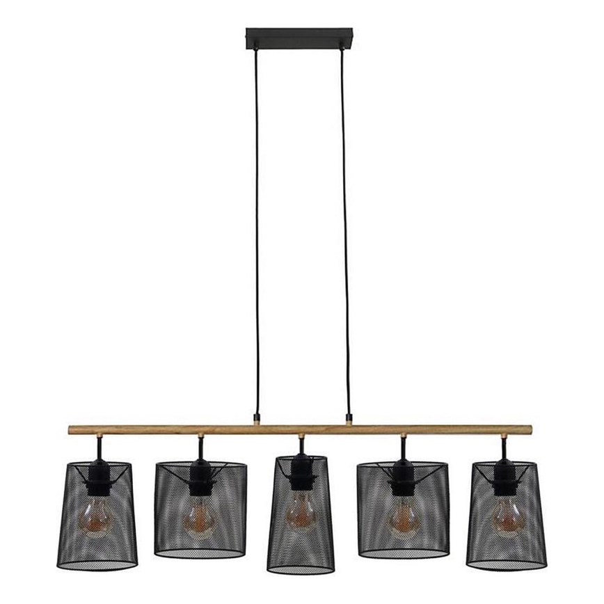 Brilo 4078-054 - Hängeleuchte mit Kabel WOOD & STYLE 5xE27/60W/230V