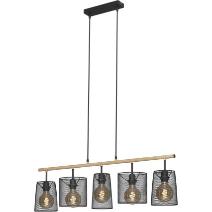 Brilo 4078-054 - Suspension sur câble WOOD & STYLE 5xE27/60W/230V