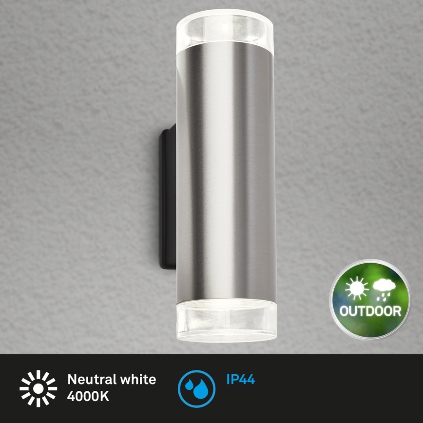 Brilo - Applique a LED da esterno 2xGU10/4,7W/230V IP44 4000K cromo opaco