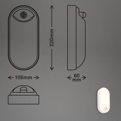 Brilo - Applique da esterno a LED con sensore di movimento e crepuscolare RUCH LED/12W/230V IP65 bianco