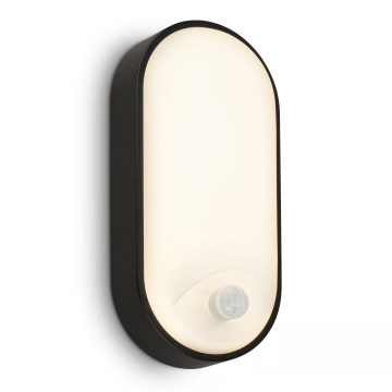 Brilo - Applique da esterno LED con sensore di movimento e sensore crepuscolare RUCH LED/12W/230V IP65 nera