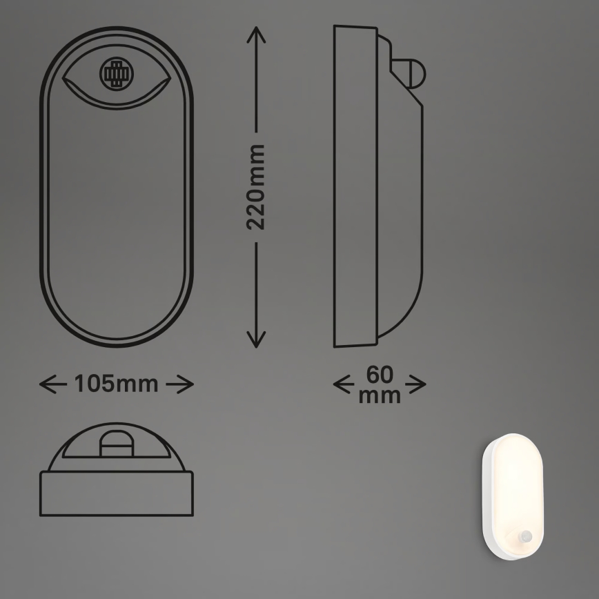 Brilo - Applique murale LED d'extérieur avec détecteur de mouvement et capteur crépusculaire RUCH LED/12W/230V IP65 blanche
