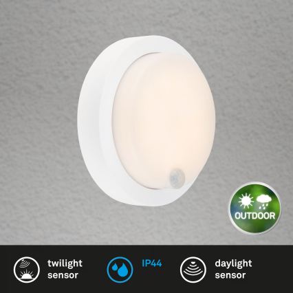 Brilo - Applique murale extérieure LED rechargeable avec capteur, 4 W / 5 V, 4400 mAh, IP44, blanche