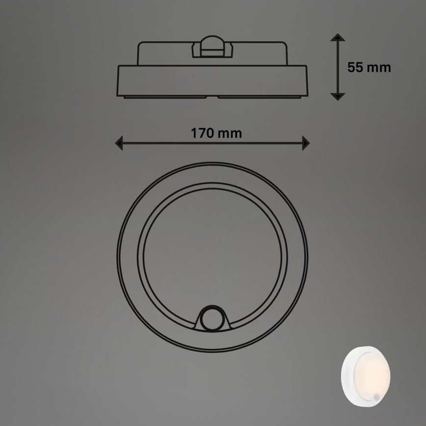 Brilo - Applique murale extérieure LED rechargeable avec capteur, 4 W / 5 V, 4400 mAh, IP44, blanche