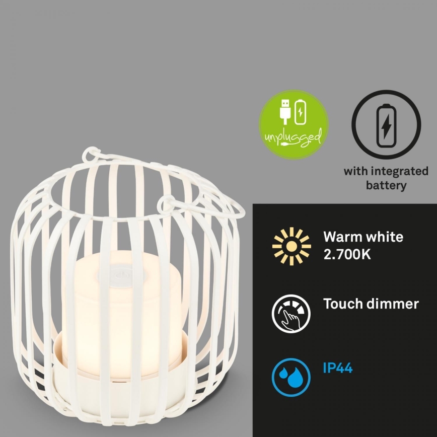 Brilo - Dimm- und aufladbare LED-Outdoor-Tischleuchte LED/2W/5V IP44 weiß
