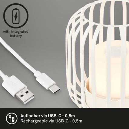Brilo - Dimm- und aufladbare LED-Outdoor-Tischleuchte LED/2W/5V IP44 weiß