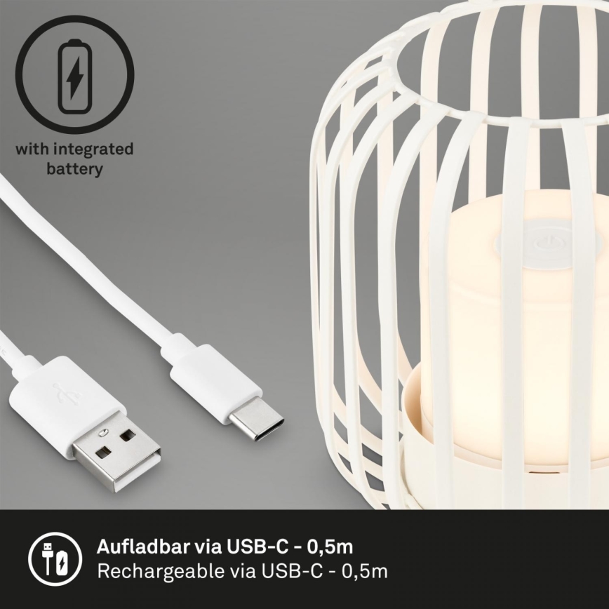 Brilo - Dimm- und aufladbare LED-Outdoor-Tischleuchte LED/2W/5V IP44 weiß