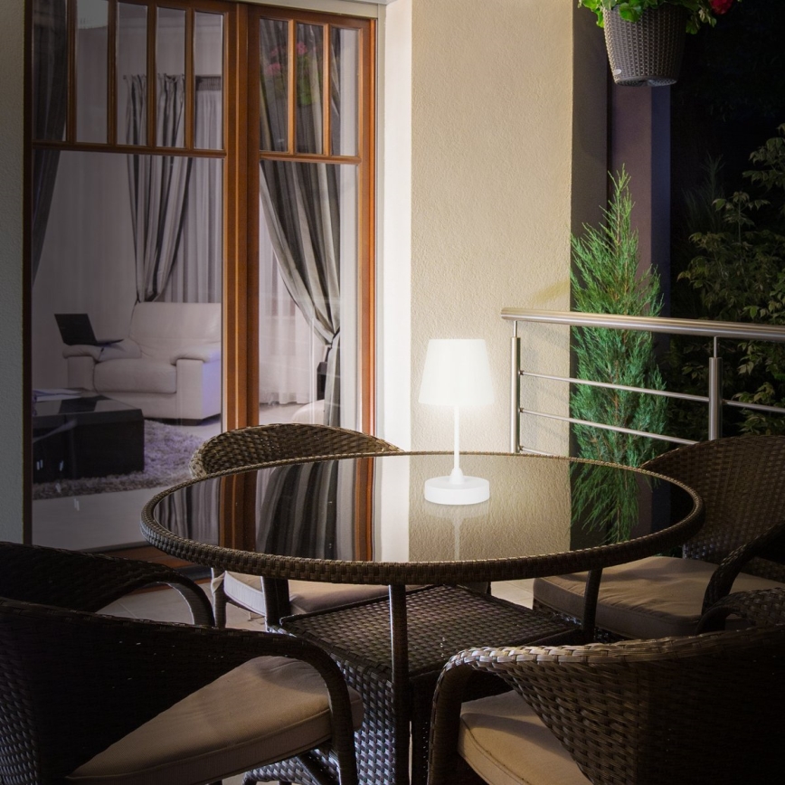 Brilo - Dimm- und aufladbare LED-Outdoor-Tischleuchte LED/3W/5V IP44 weiß