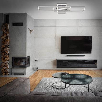 Brilo - Dimmbare LED-Anbauleuchte FRAME LED/51W/230V 2700-5000K matt Chrom + Fernbedienung