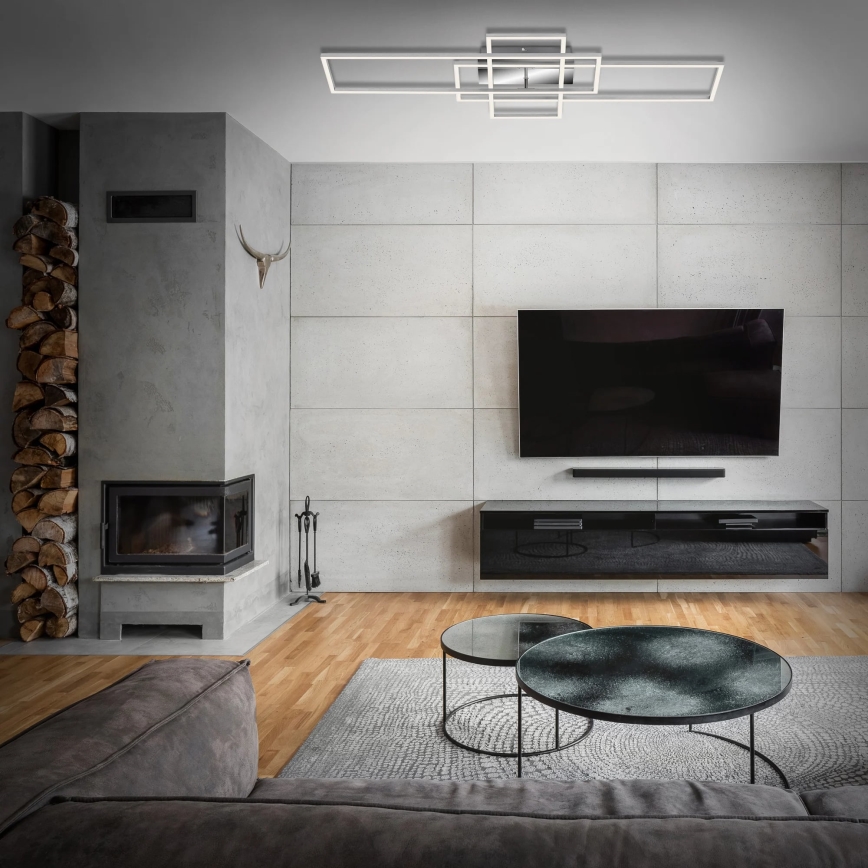Brilo - Dimmbare LED-Anbauleuchte FRAME LED/51W/230V 2700-5000K matt Chrom + Fernbedienung