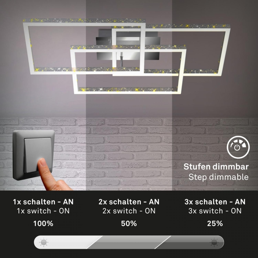 Brilo - Dimmbare LED-Deckenleuchte FRAME LED/57W/230V 3000K matt Chrom