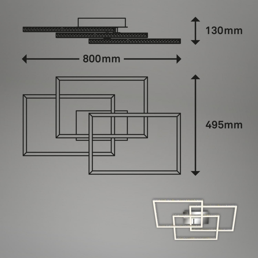 Brilo - Dimmbare LED-Deckenleuchte FRAME LED/57W/230V 3000K matt Chrom