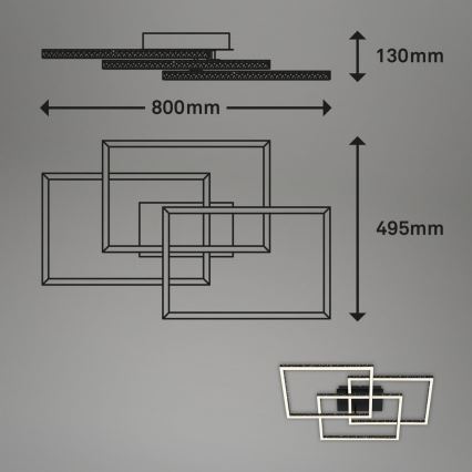 Brilo - Dimmbare LED-Deckenleuchte FRAME LED/57W/230V 3000K schwarz