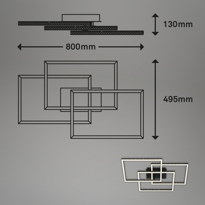 Brilo - Dimmbare LED-Deckenleuchte FRAME LED/57W/230V 3000K schwarz