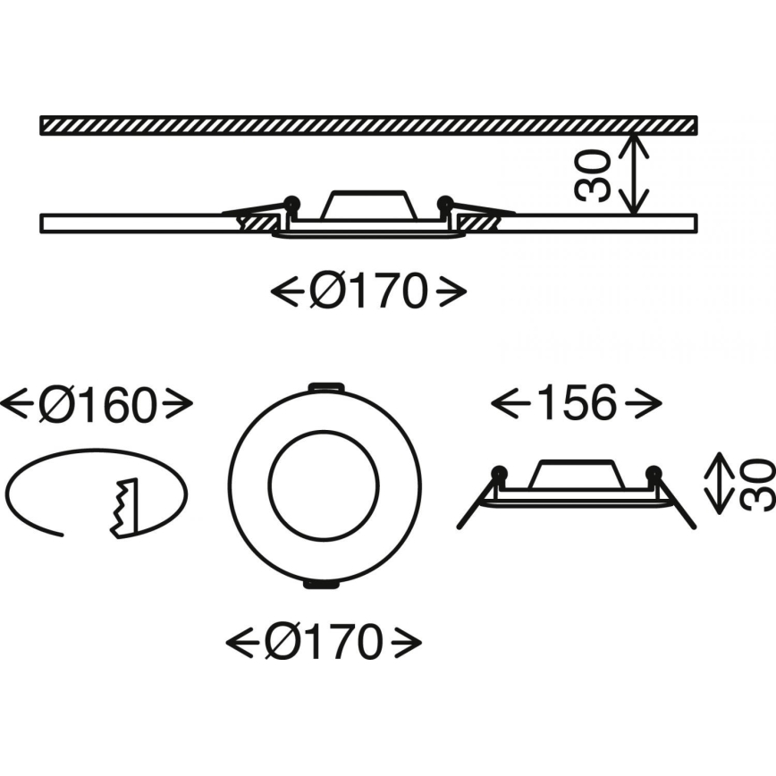 Brilo - Dimmbare LED-Einbauleuchte für Badezimmer FLAT LED/12W/230V IP44