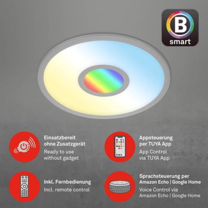 Brilo - Dimmbare LED-RGB-Deckenleuchte CENTRO LED/24W/230V 2700-6500K Wi-Fi Tuya + Fernbedienung