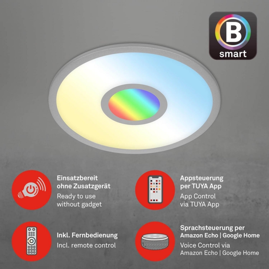 Brilo - Dimmbare LED-RGB-Deckenleuchte CENTRO LED/24W/230V 2700-6500K Wi-Fi Tuya + Fernbedienung