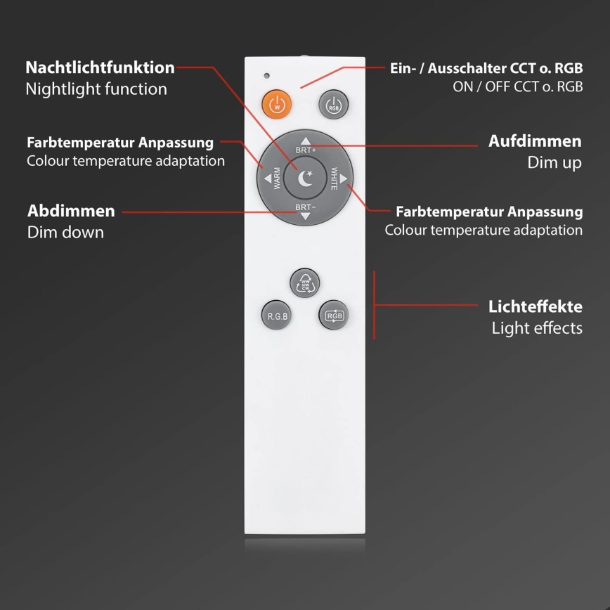Brilo - LED RGB dimmbare Deckenleuchte LED/40W/230V 3000-6500K + Fernbedienung