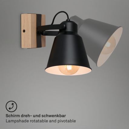 Brilo - Faretto da parete TALLE  1xE27/40W/230V albero di caucciù