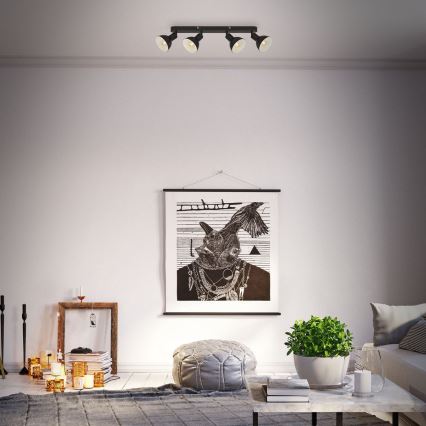 Brilo - Faretto RETRO 4xE14/25W/230V nero