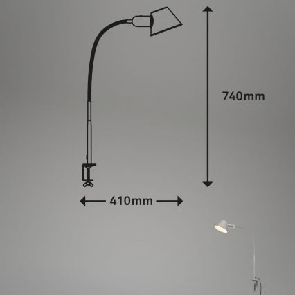 Brilo - Flessibile lampada da tavolo con clip 1xE27/10W/230V argento
