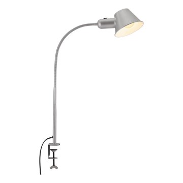 Brilo - flexible Tischlampe mit Klemme 1xE27/10W/230V, silber