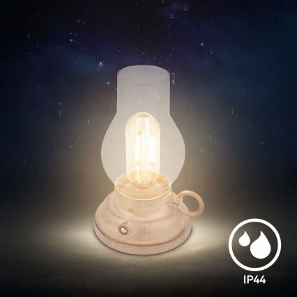 Brilo - KANEA dimmbare LED-Außen-Tischlampe, wiederaufladbar, 1,5W/5V, IP44, 1200 mAh, beige