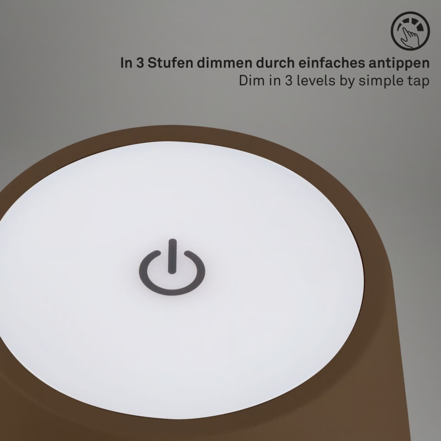 Brilo - LED dimmbare, wiederaufladbare Touch-Außen-Tischlampe KIKI LED/2,6W/5V IP44 2600 mAh braun