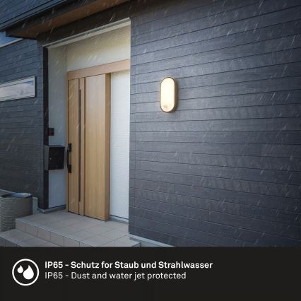 Brilo - Applique da esterno LED con sensore di movimento e sensore crepuscolare RUCH LED/12W/230V IP65 nera