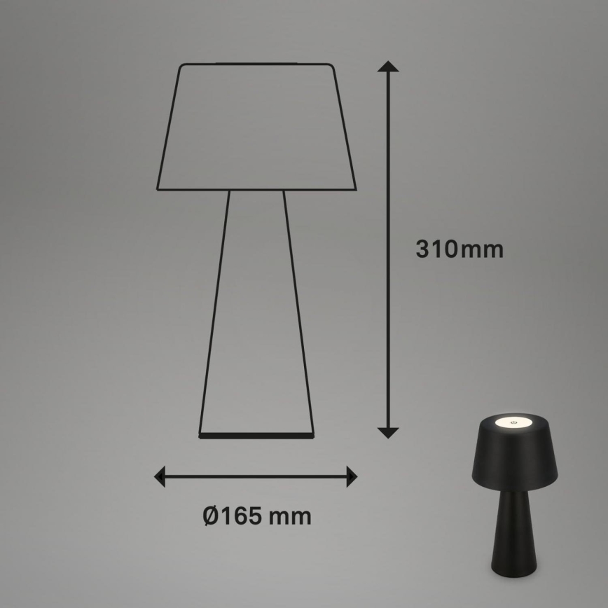 Brilo - Lampada da tavolo per esterni LED Dimmerabile ricaricabile LED/3,5W/5V IP44 nero
