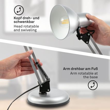 Brilo - Lampada da tavolo PIXA 1xE14/25W/230V, finitura argento