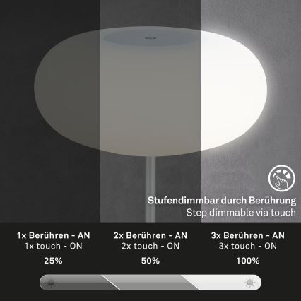 Brilo - Lampada da tavolo ricaricabile LED dimmerabile per esterni OLANA LED/3W/5V 3300K IP44 2000 mAh