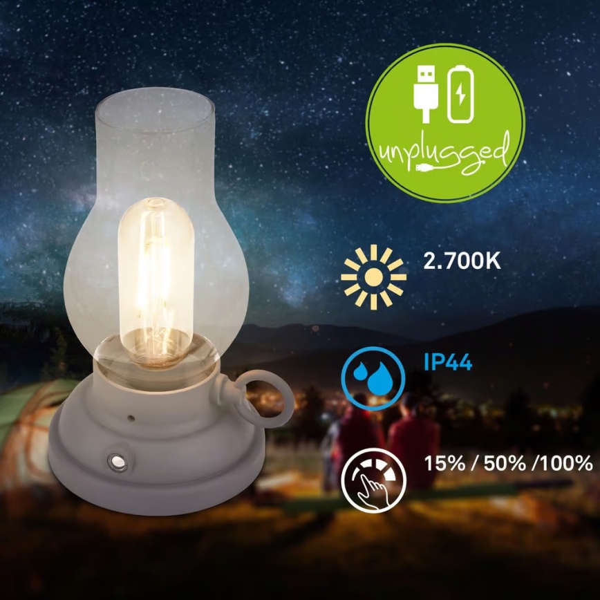 Brilo - Lampada da tavolo ricaricabile LED dimmerabile per esterni KANEA LED/1,5W/5V IP44 1200 mAh antracite
