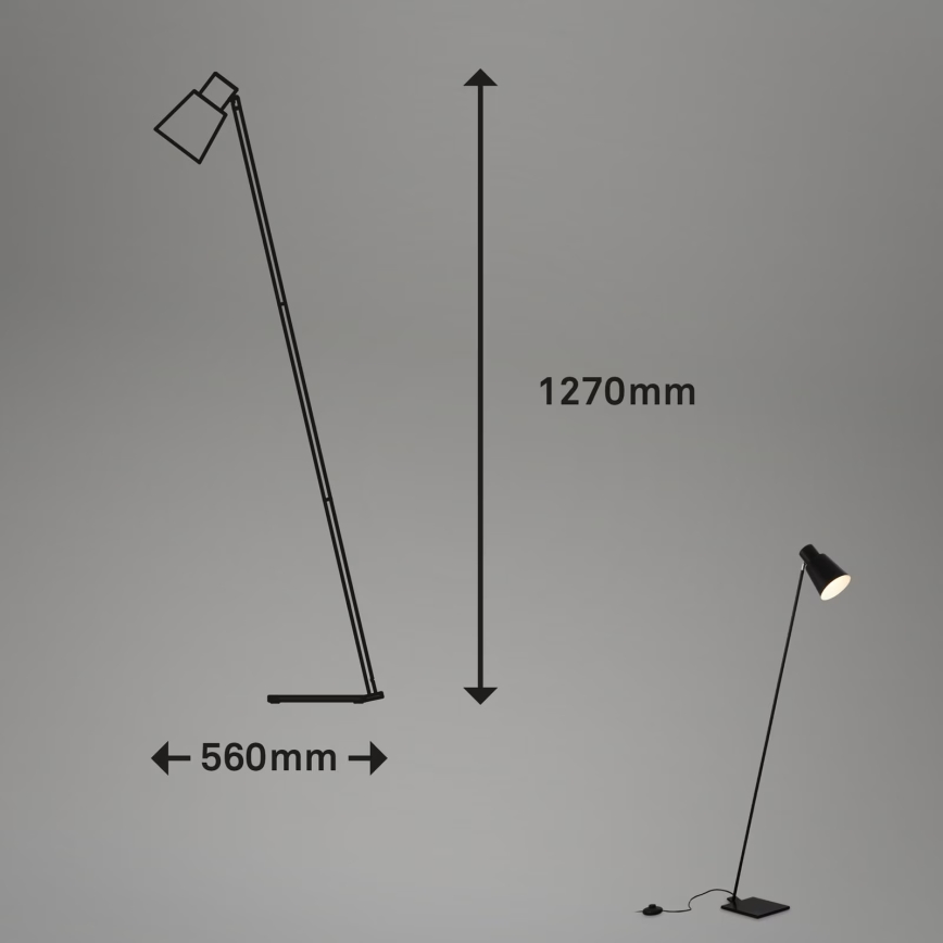 Brilo - Lampadaire 1xE27/10W/230V noir